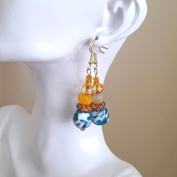 Sold! New handmade glass bead drop earrings - Picture 6 of 6